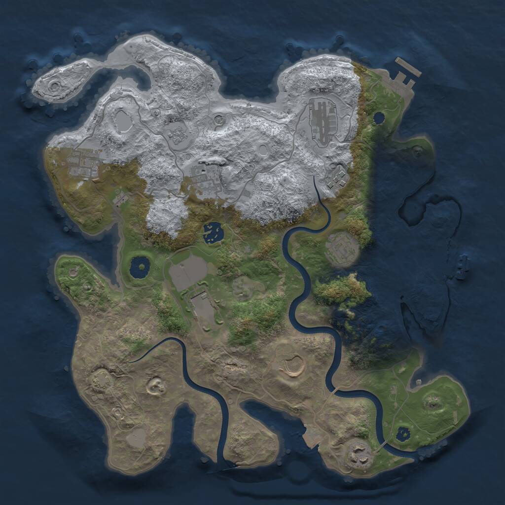Rust Map: Procedural Map, Size: 3500, Seed: 48391, 15 Monuments
