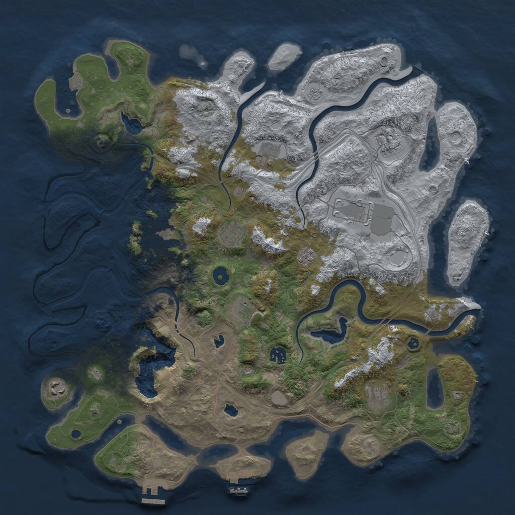 Rust Map: Procedural Map, Size: 4500, Seed: 2140713865, 16 Monuments