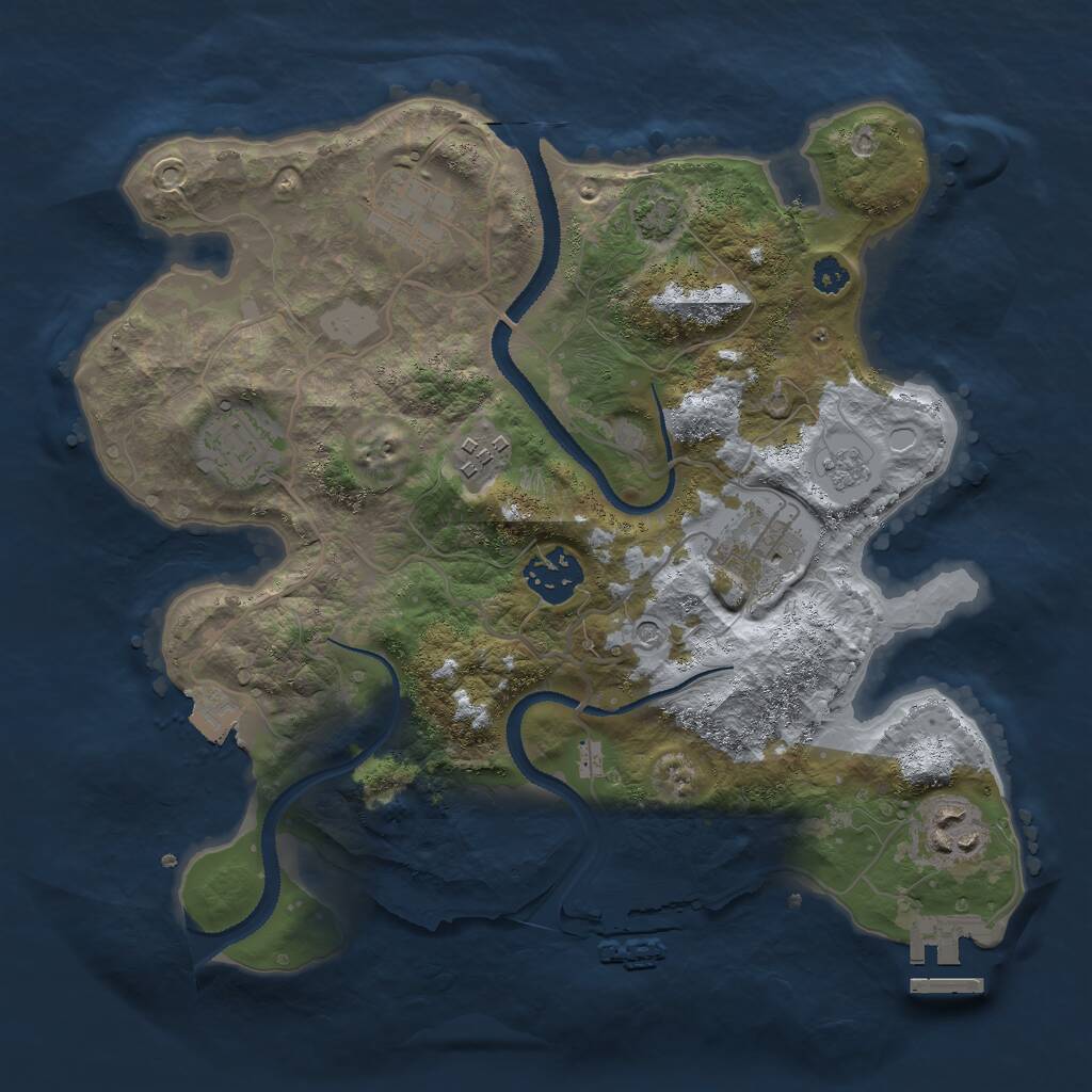 Rust Map: Procedural Map, Size: 3000, Seed: 396968093, 12 Monuments