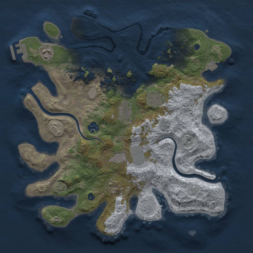 Rust Map: Procedural Map, Size: 3500, Seed: 254528519, 13 Monuments