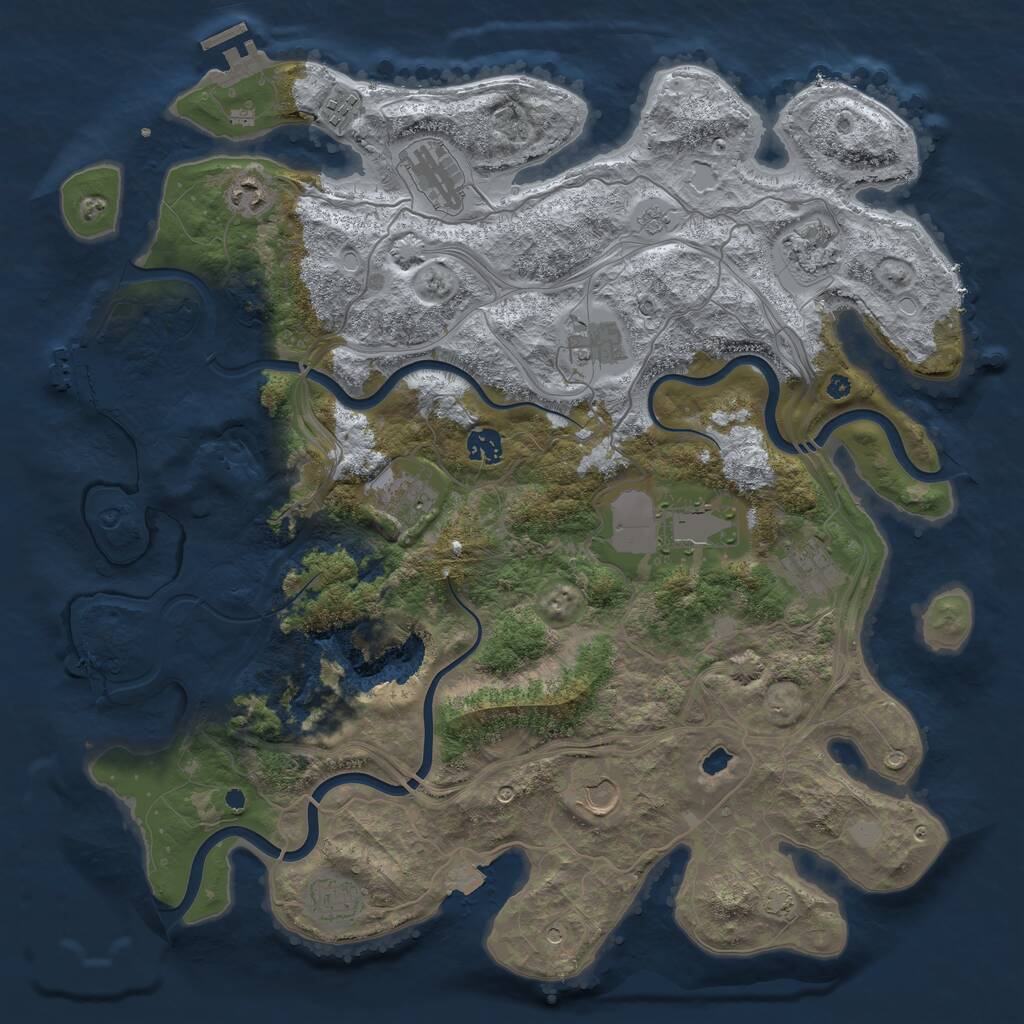 Rust Map: Procedural Map, Size: 4250, Seed: 760351594, 17 Monuments