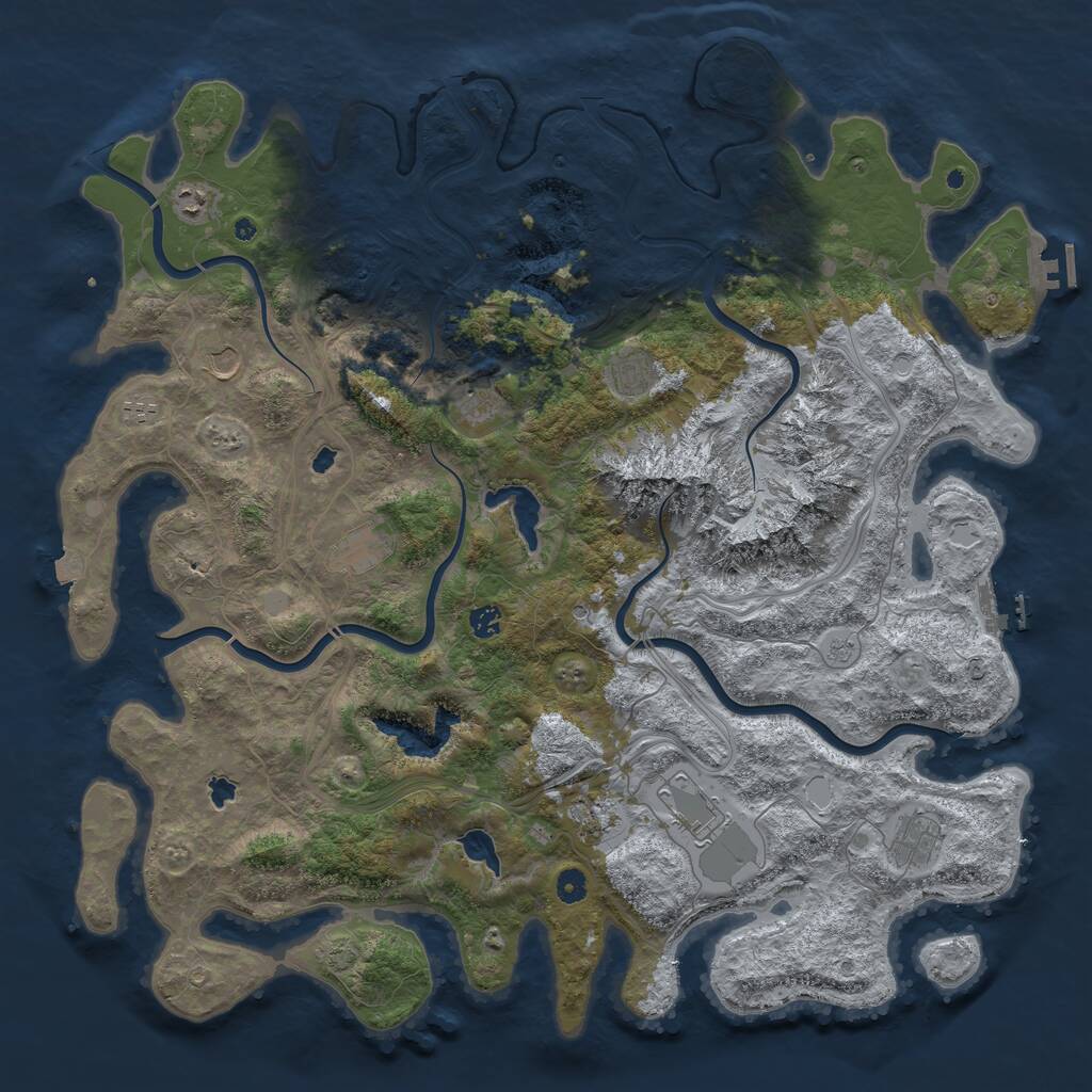 Rust Map: Procedural Map, Size: 5000, Seed: 3197, 16 Monuments