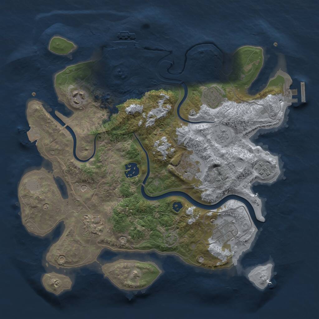Rust Map: Procedural Map, Size: 3200, Seed: 45250, 13 Monuments