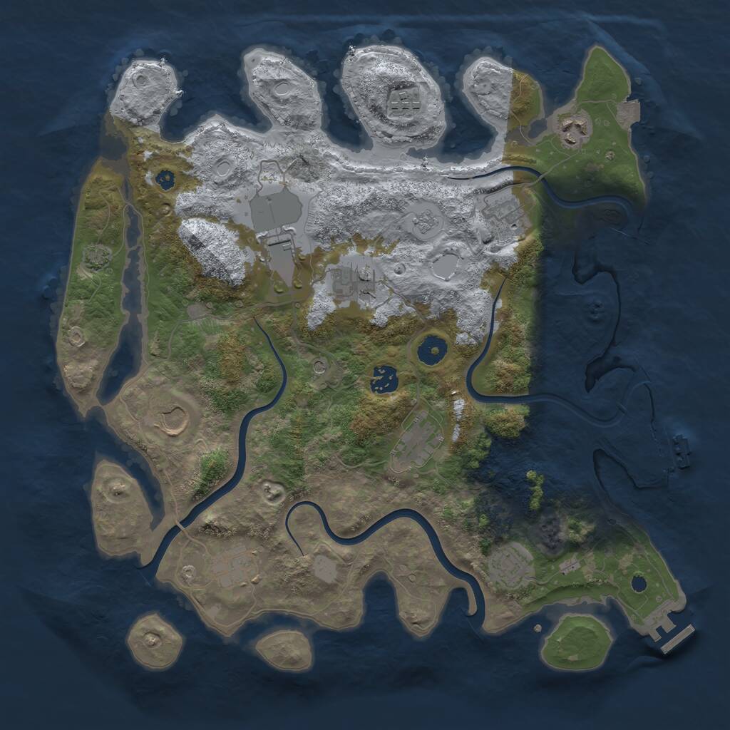 Rust Map: Procedural Map, Size: 3800, Seed: 37500, 16 Monuments