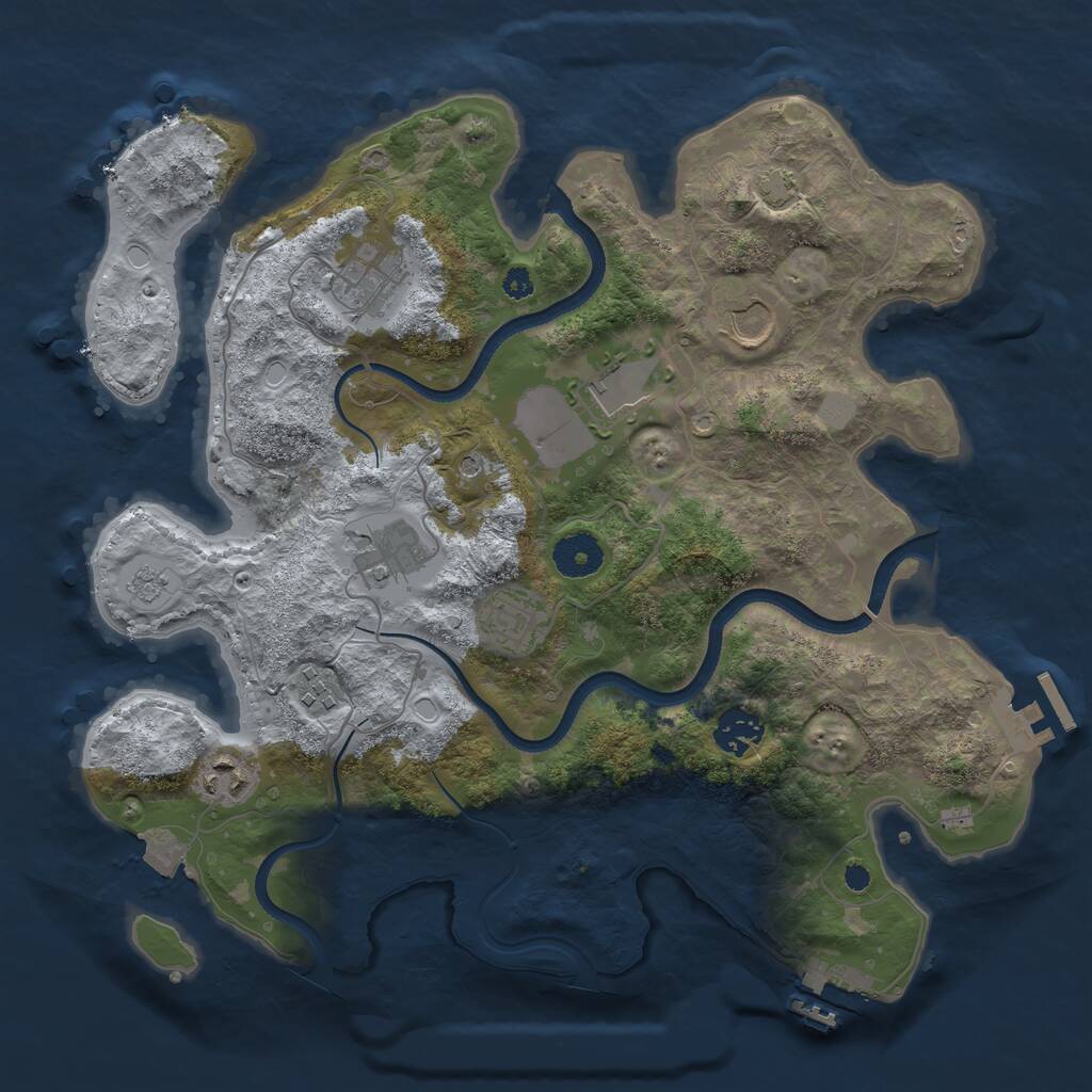 Rust Map: Procedural Map, Size: 3500, Seed: 853259408, 14 Monuments