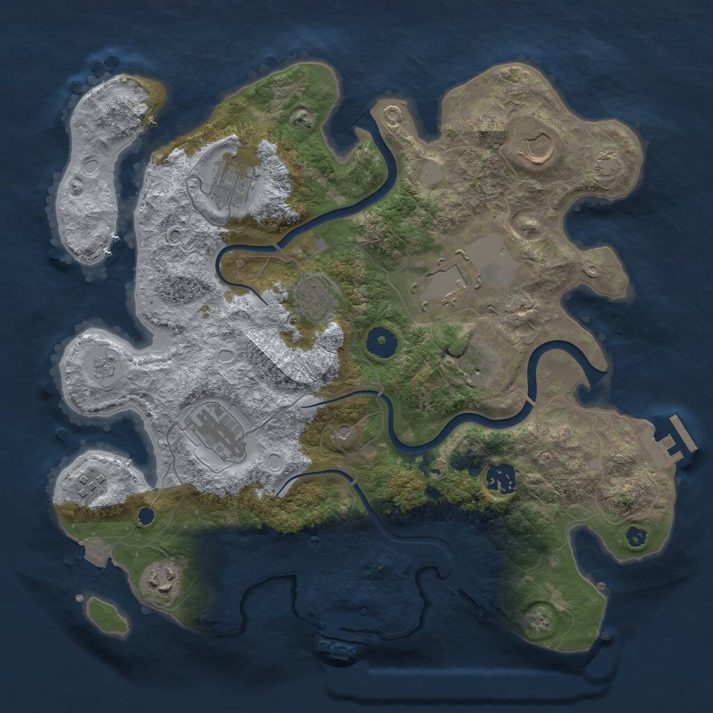 Rust Map: Procedural Map, Size: 3500, Seed: 853259408, 15 Monuments