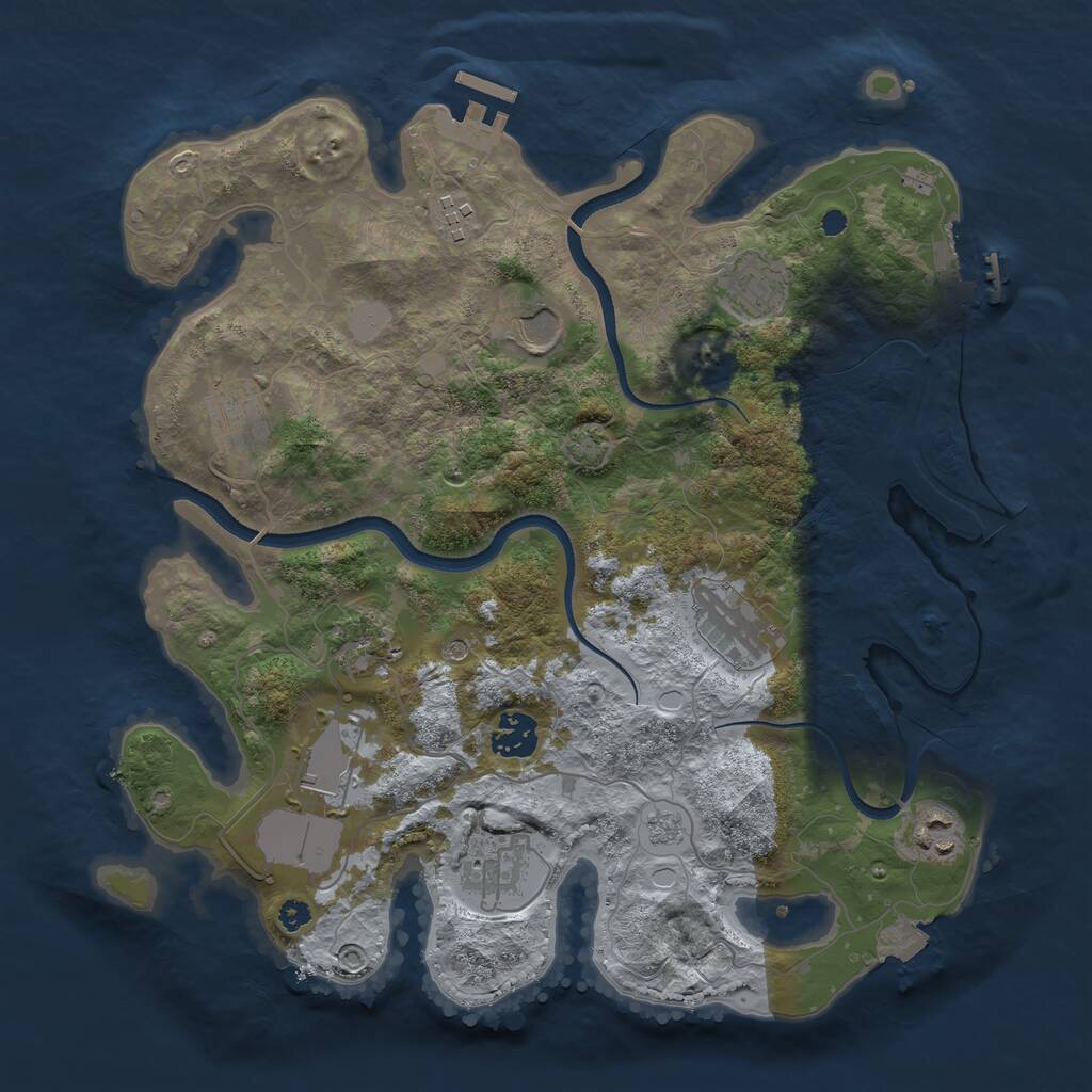 Rust Map: Procedural Map, Size: 3500, Seed: 410535913, 16 Monuments