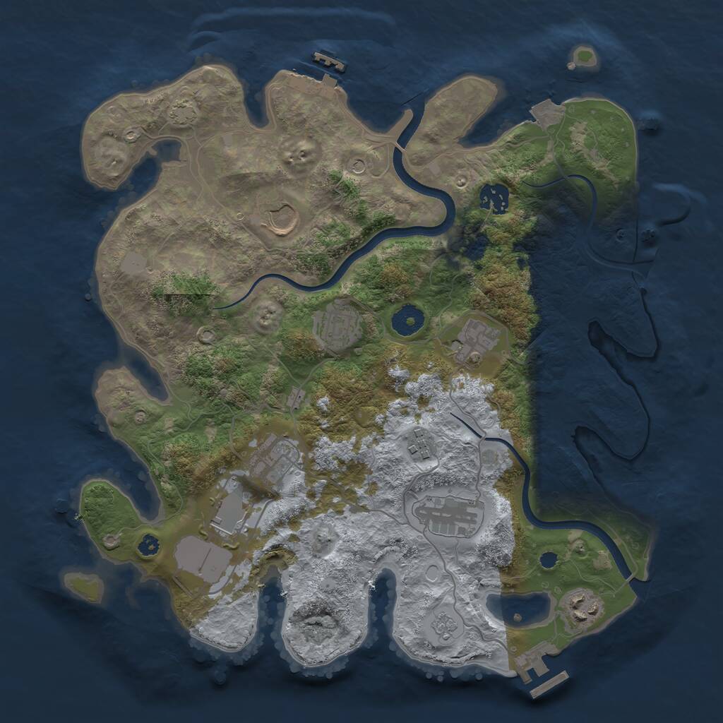 Rust Map: Procedural Map, Size: 3500, Seed: 410535913, 15 Monuments