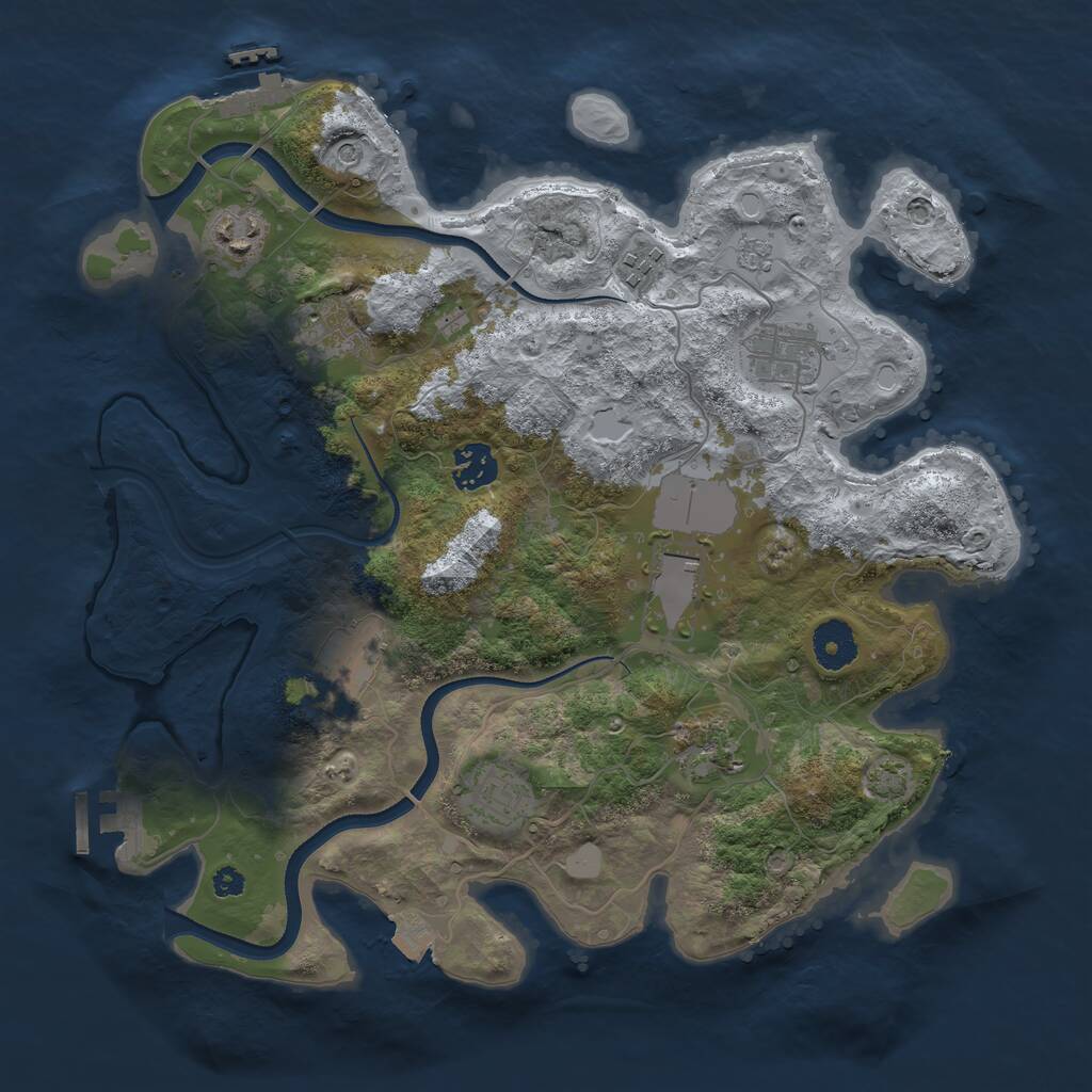 Rust Map: Procedural Map, Size: 3500, Seed: 1133271800, 15 Monuments