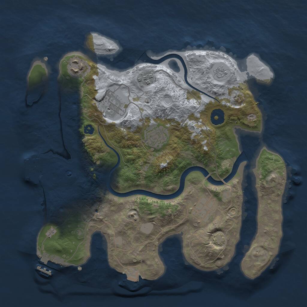 Rust Map: Procedural Map, Size: 3000, Seed: 1095506812, 10 Monuments