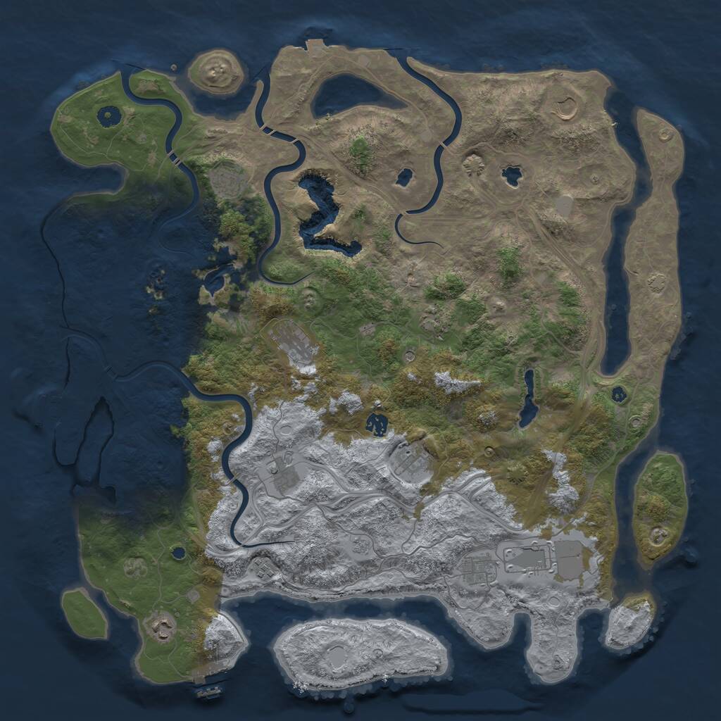 Rust Map: Procedural Map, Size: 4800, Seed: 1350881520, 17 Monuments