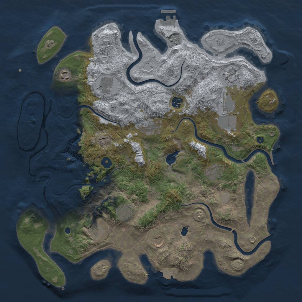 Rust Map: Procedural Map, Size: 4200, Seed: 31000, 16 Monuments