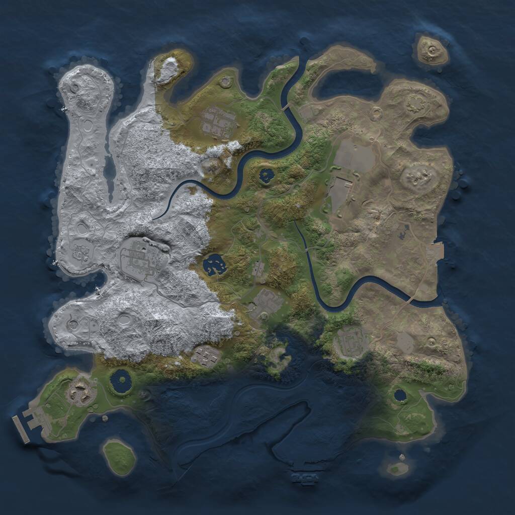 Rust Map: Procedural Map, Size: 3500, Seed: 1418327462, 14 Monuments