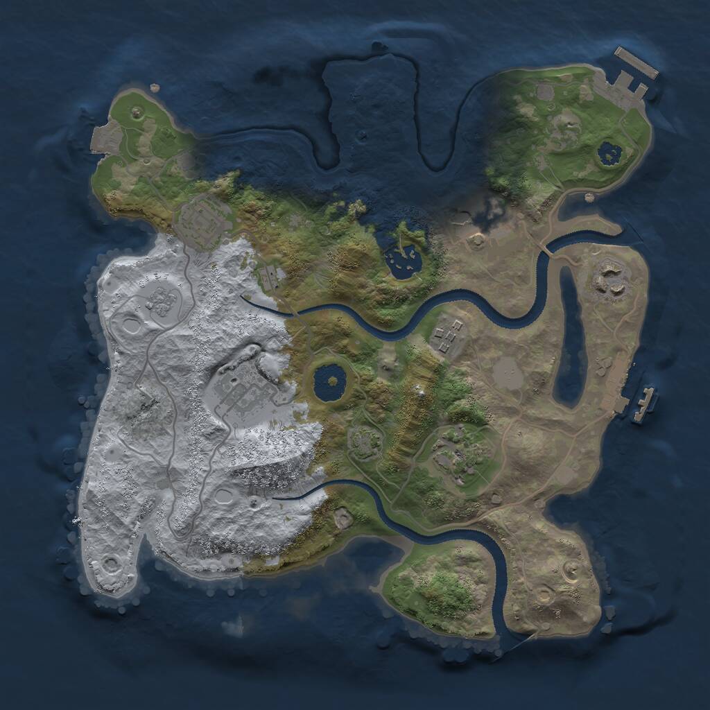 Rust Map: Procedural Map, Size: 3000, Seed: 1895442326, 12 Monuments