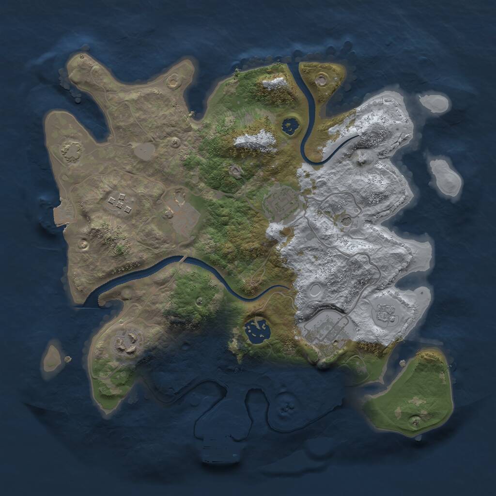 Rust Map: Procedural Map, Size: 3000, Seed: 2069814283, 11 Monuments