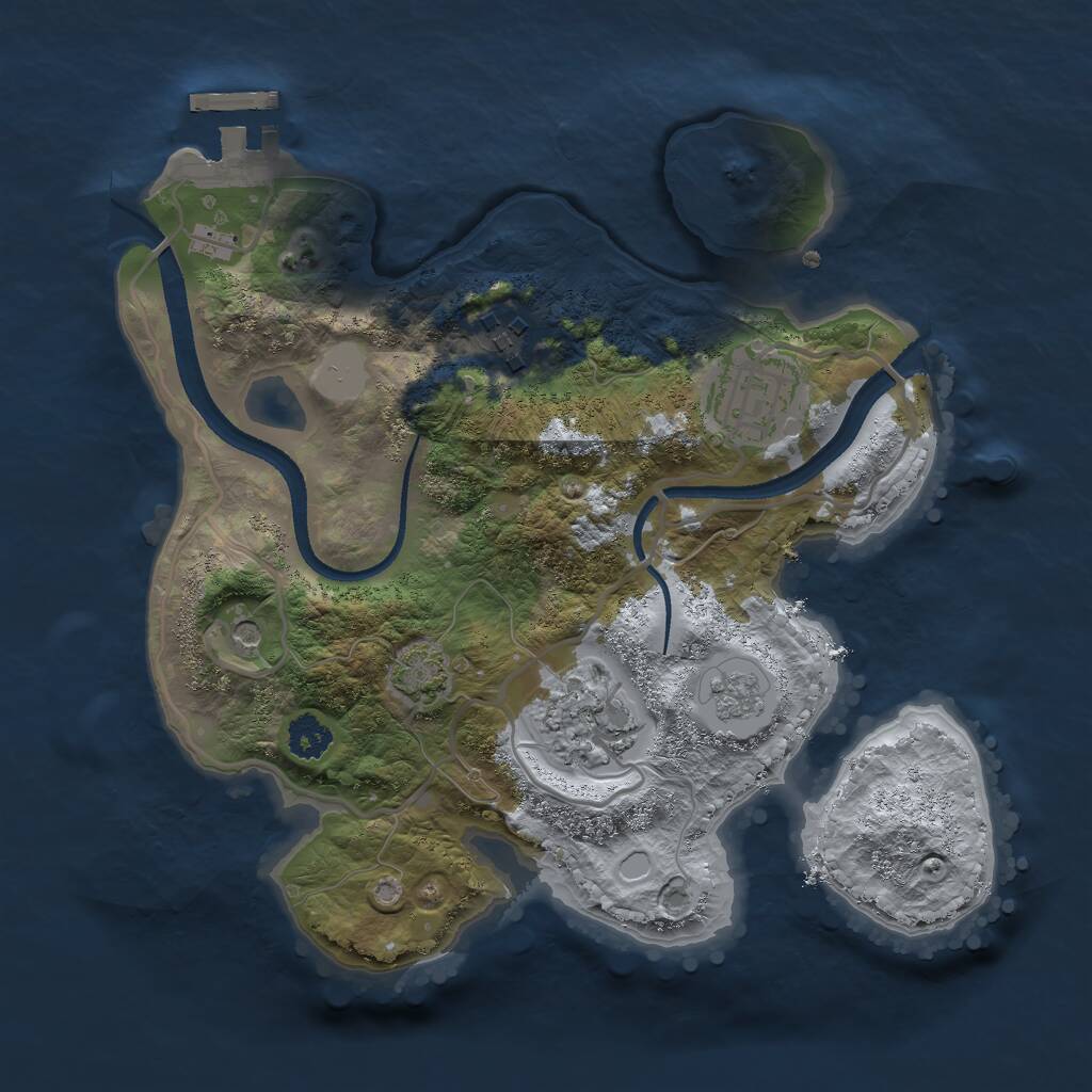 Rust Map: Procedural Map, Size: 2500, Seed: 9090, 8 Monuments