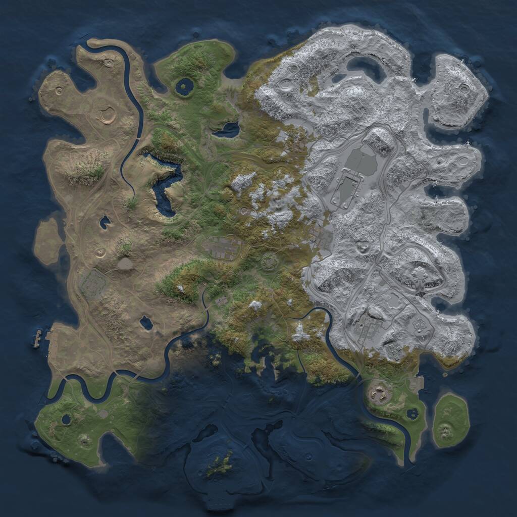 Rust Map: Procedural Map, Size: 4500, Seed: 1110456904, 15 Monuments