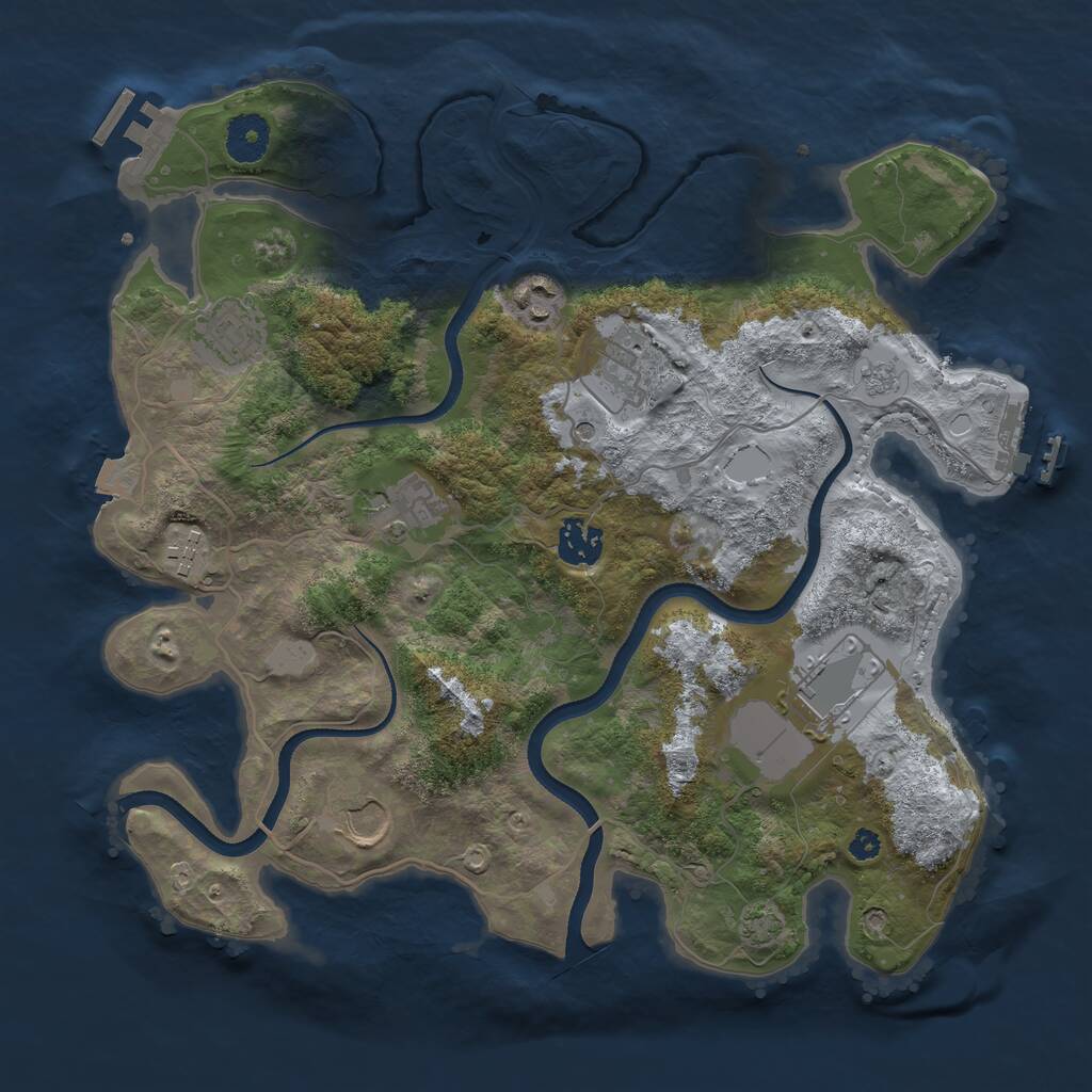 Rust Map: Procedural Map, Size: 3500, Seed: 1702643451, 14 Monuments