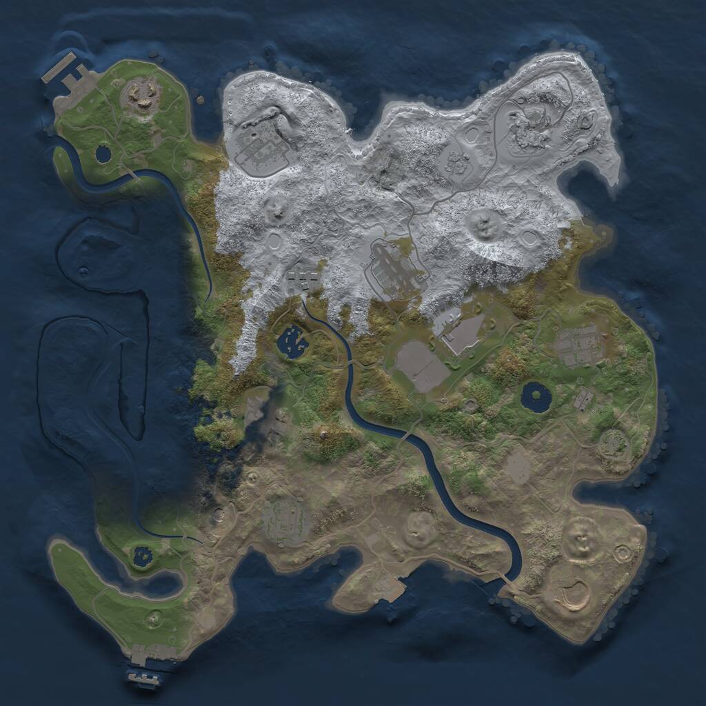 Rust Map: Procedural Map, Size: 3500, Seed: 554854762, 17 Monuments