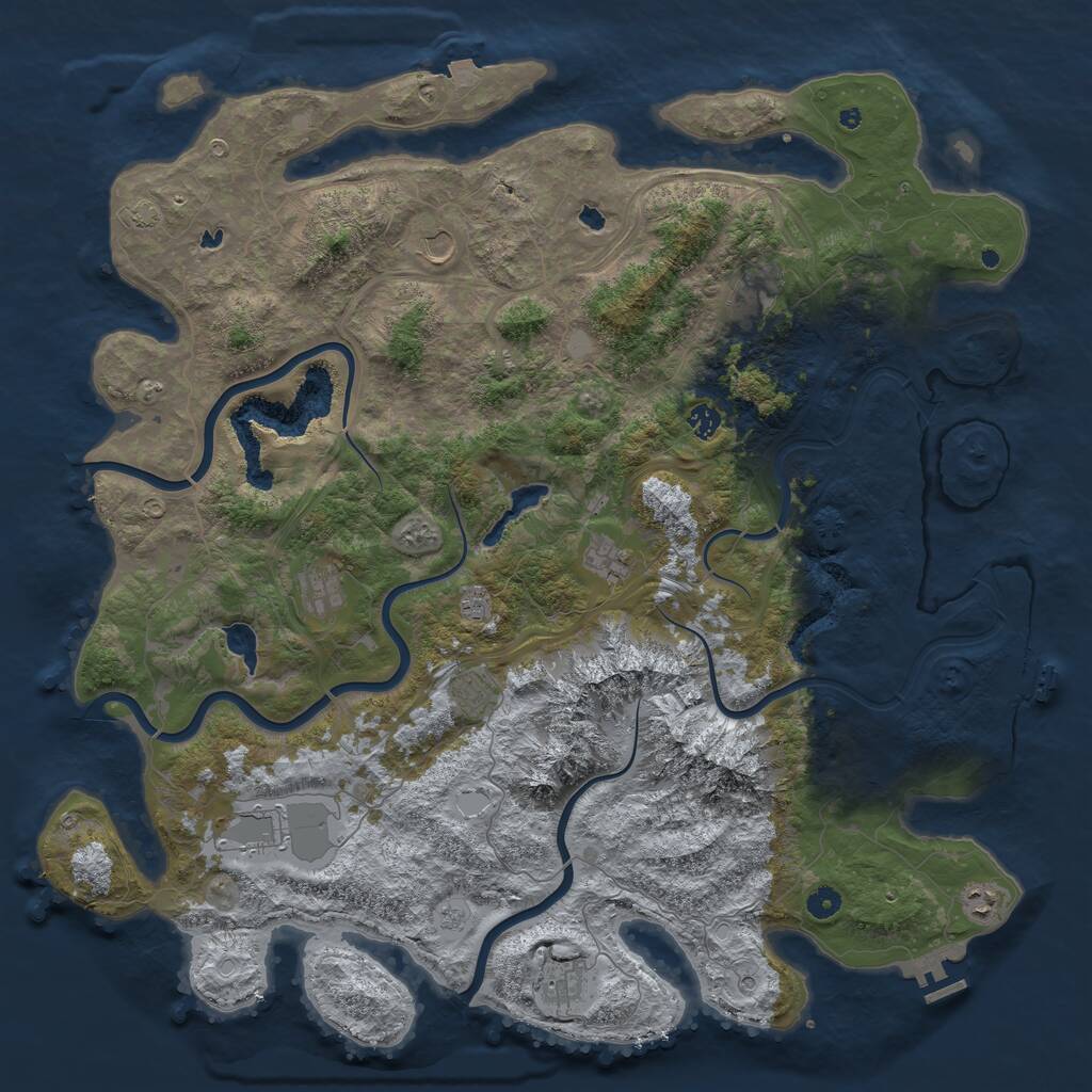 Rust Map: Procedural Map, Size: 5000, Seed: 63450, 16 Monuments