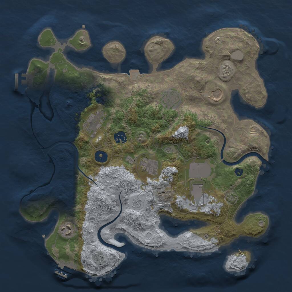 Rust Map: Procedural Map, Size: 3500, Seed: 854036844, 14 Monuments