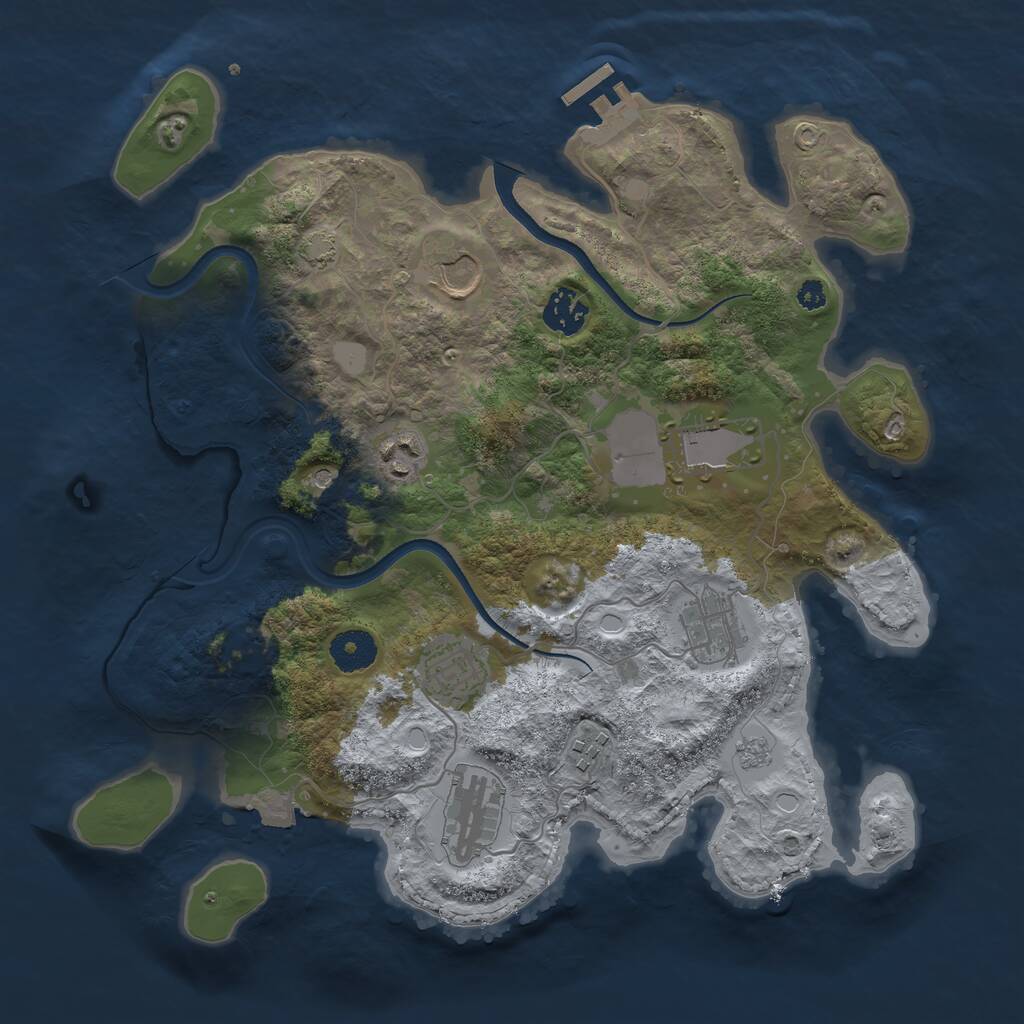 Rust Map: Procedural Map, Size: 3500, Seed: 49963, 13 Monuments