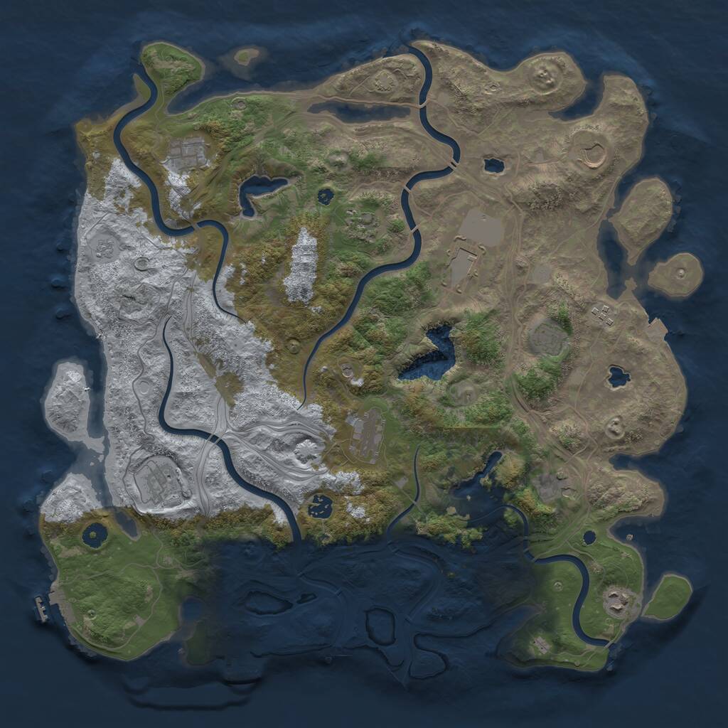 Rust Map: Procedural Map, Size: 4500, Seed: 274190610, 17 Monuments