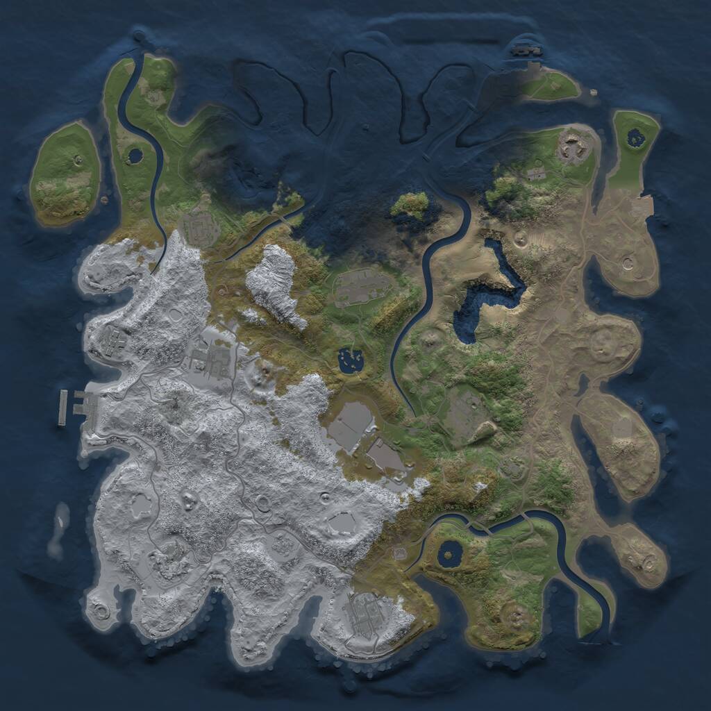 Rust Map: Procedural Map, Size: 4000, Seed: 481056405, 16 Monuments