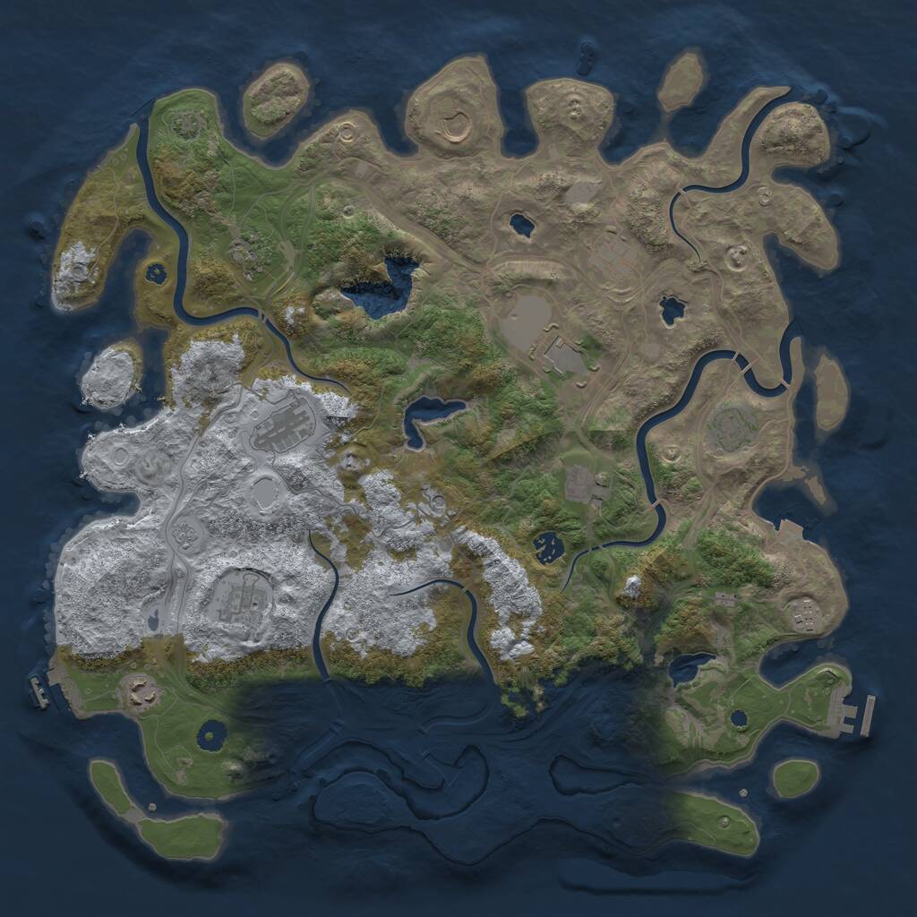 Rust Map: Procedural Map, Size: 4500, Seed: 942667237, 17 Monuments