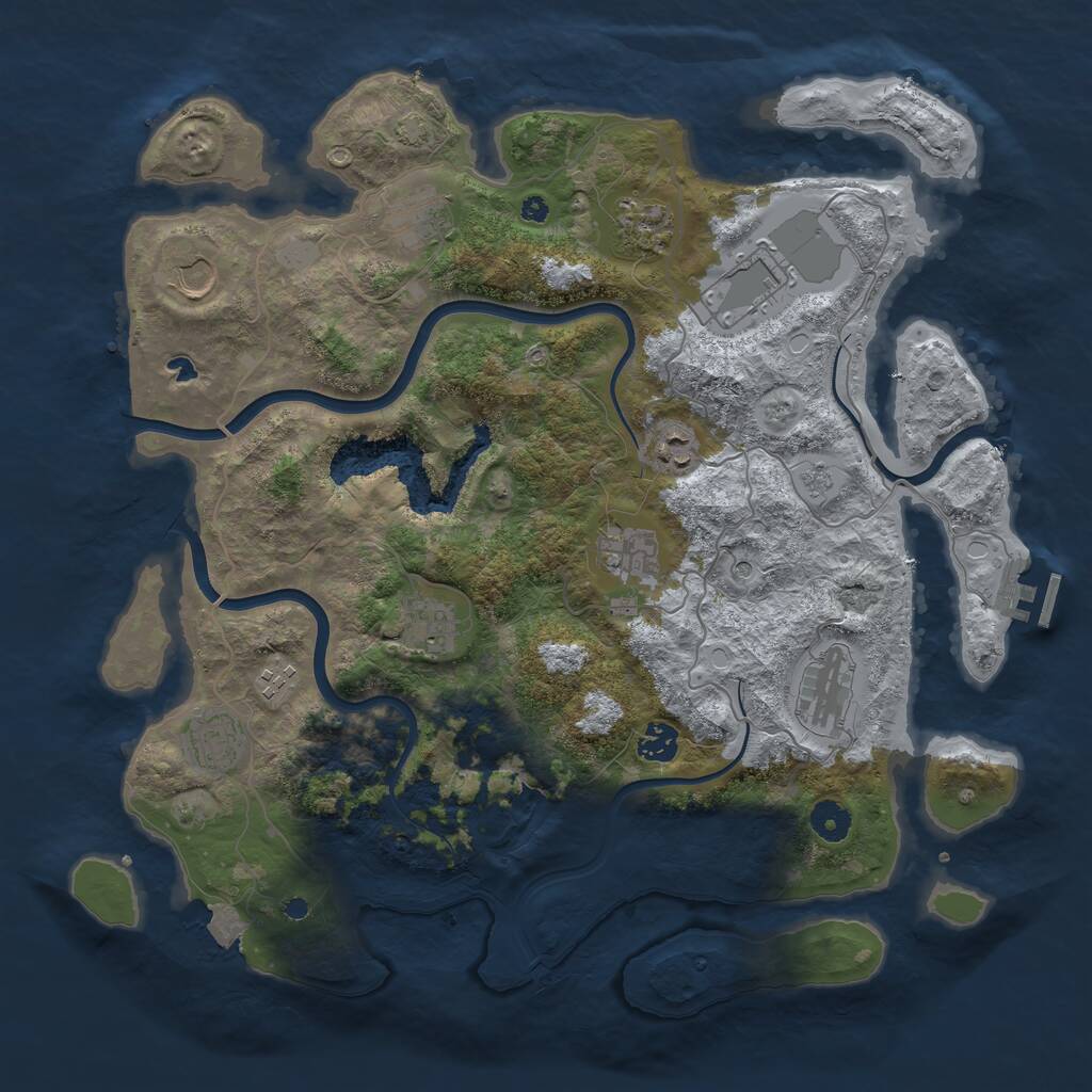 Rust Map: Procedural Map, Size: 4050, Seed: 1552543940, 16 Monuments