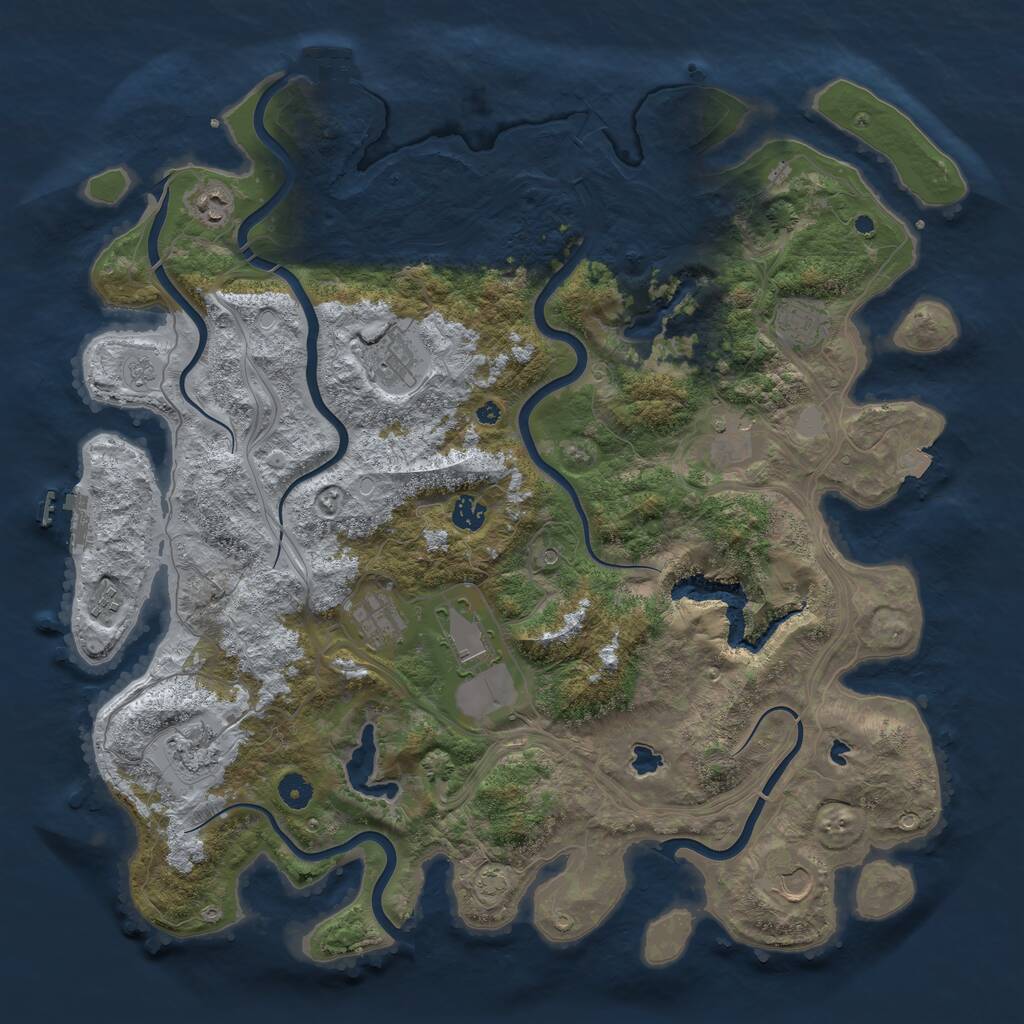 Rust Map: Procedural Map, Size: 4500, Seed: 643173961, 16 Monuments