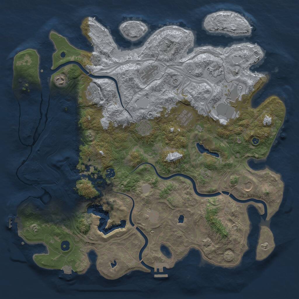 Rust Map: Procedural Map, Size: 4500, Seed: 1044629077, 17 Monuments