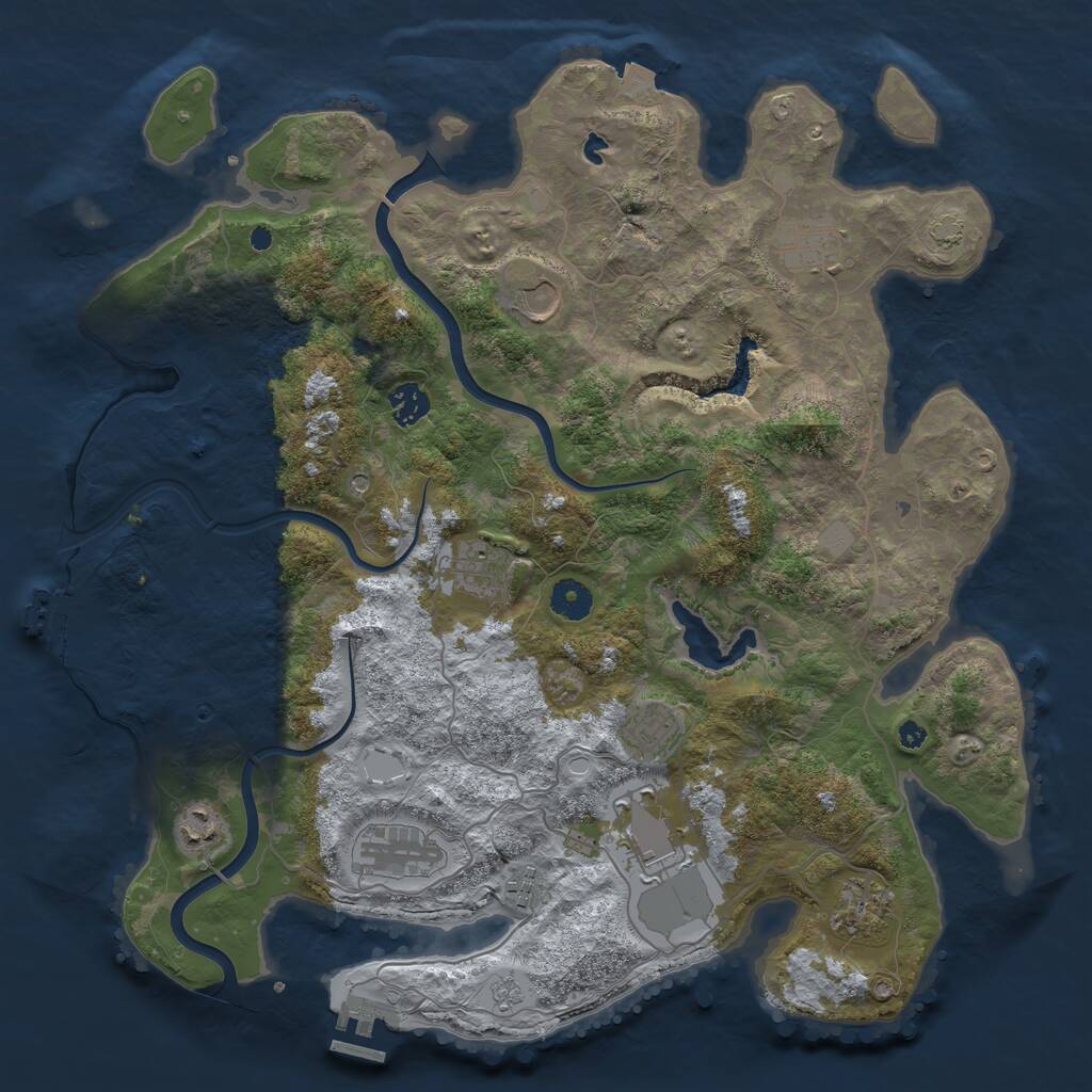 Rust Map: Procedural Map, Size: 4000, Seed: 694718981, 16 Monuments