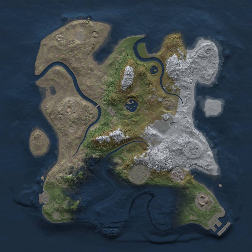 Rust Map: Procedural Map, Size: 3000, Seed: 493975231, 11 Monuments