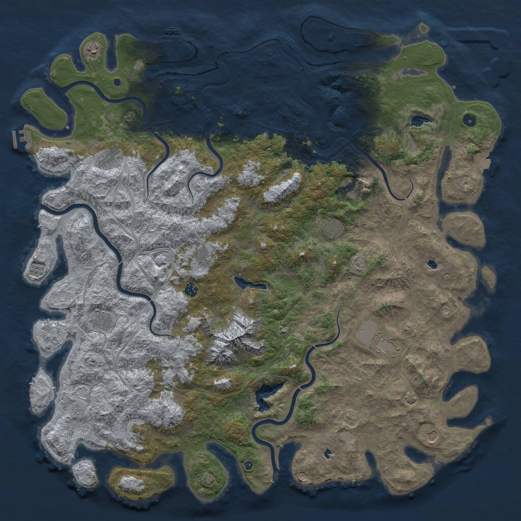 Rust Map: Procedural Map, Size: 6000, Seed: 454565745, 17 Monuments