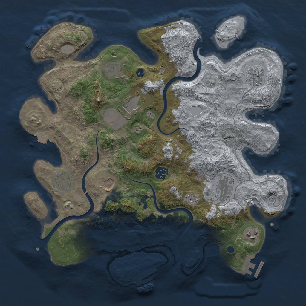 Rust Map: Procedural Map, Size: 3600, Seed: 718183, 15 Monuments