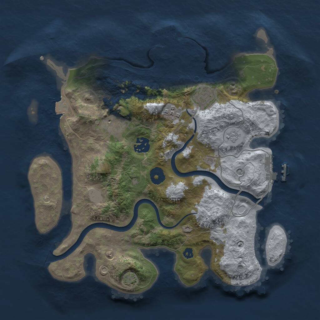 Rust Map: Procedural Map, Size: 3000, Seed: 53023, 10 Monuments