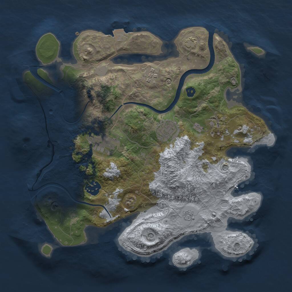 Rust Map: Procedural Map, Size: 3000, Seed: 2719727, 9 Monuments
