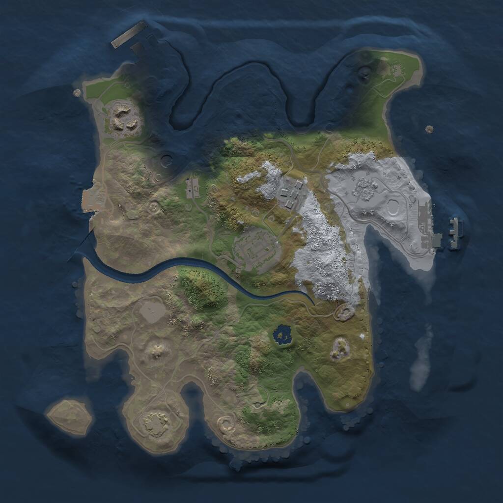 Rust Map: Procedural Map, Size: 2550, Seed: 69864, 9 Monuments