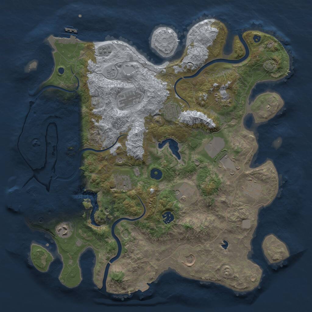 Rust Map: Procedural Map, Size: 4000, Seed: 1142269153, 17 Monuments