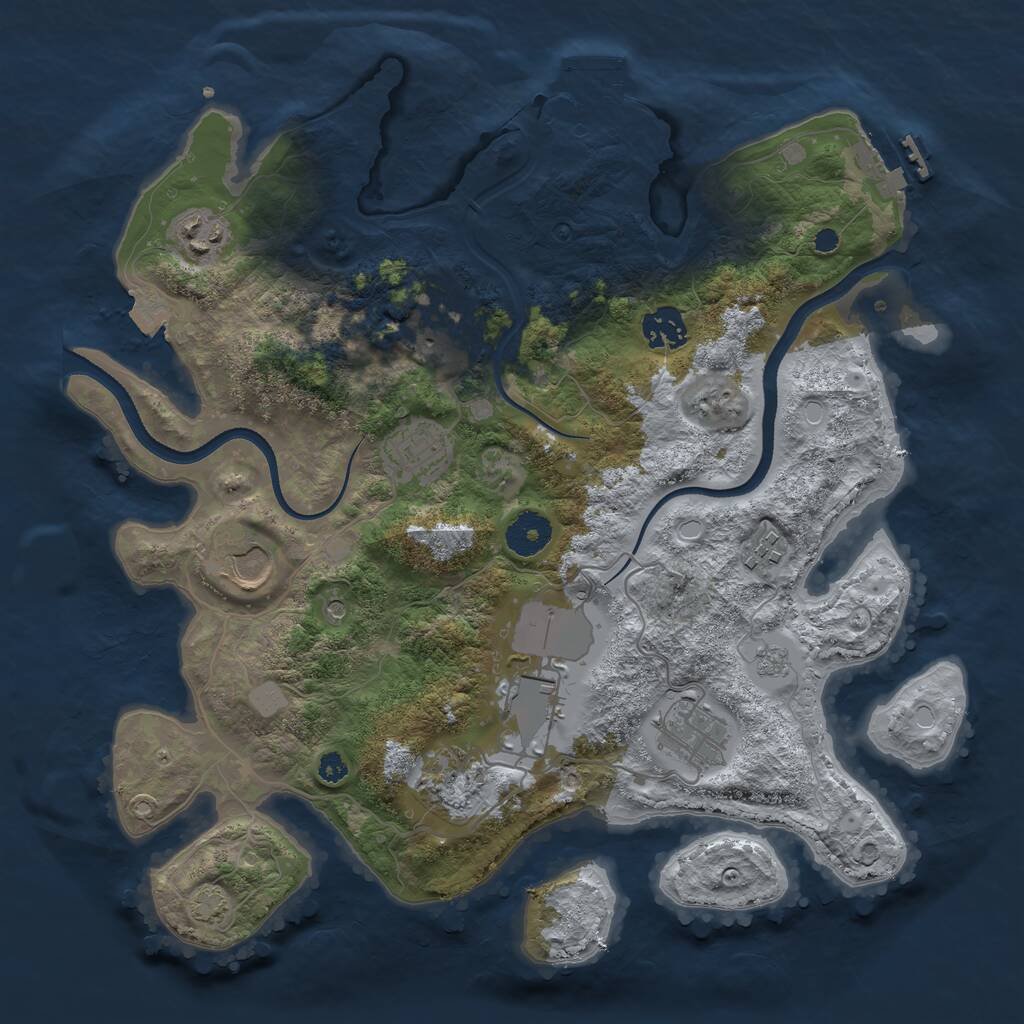 Rust Map: Procedural Map, Size: 3500, Seed: 1678205336, 15 Monuments