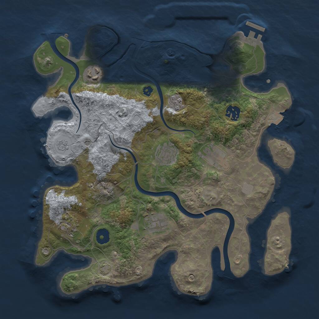 Rust Map: Procedural Map, Size: 3250, Seed: 256233467, 12 Monuments