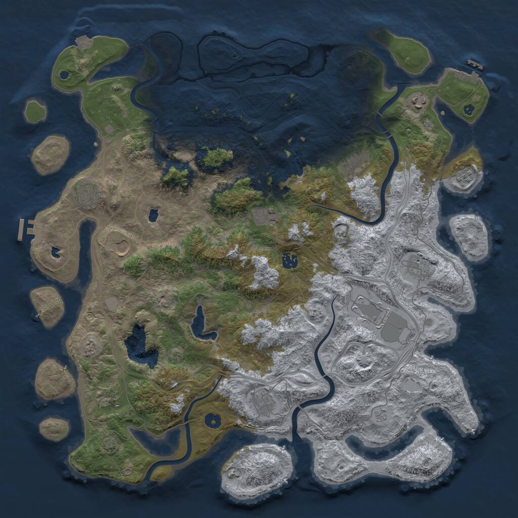 Rust Map: Procedural Map, Size: 4800, Seed: 533350625, 17 Monuments