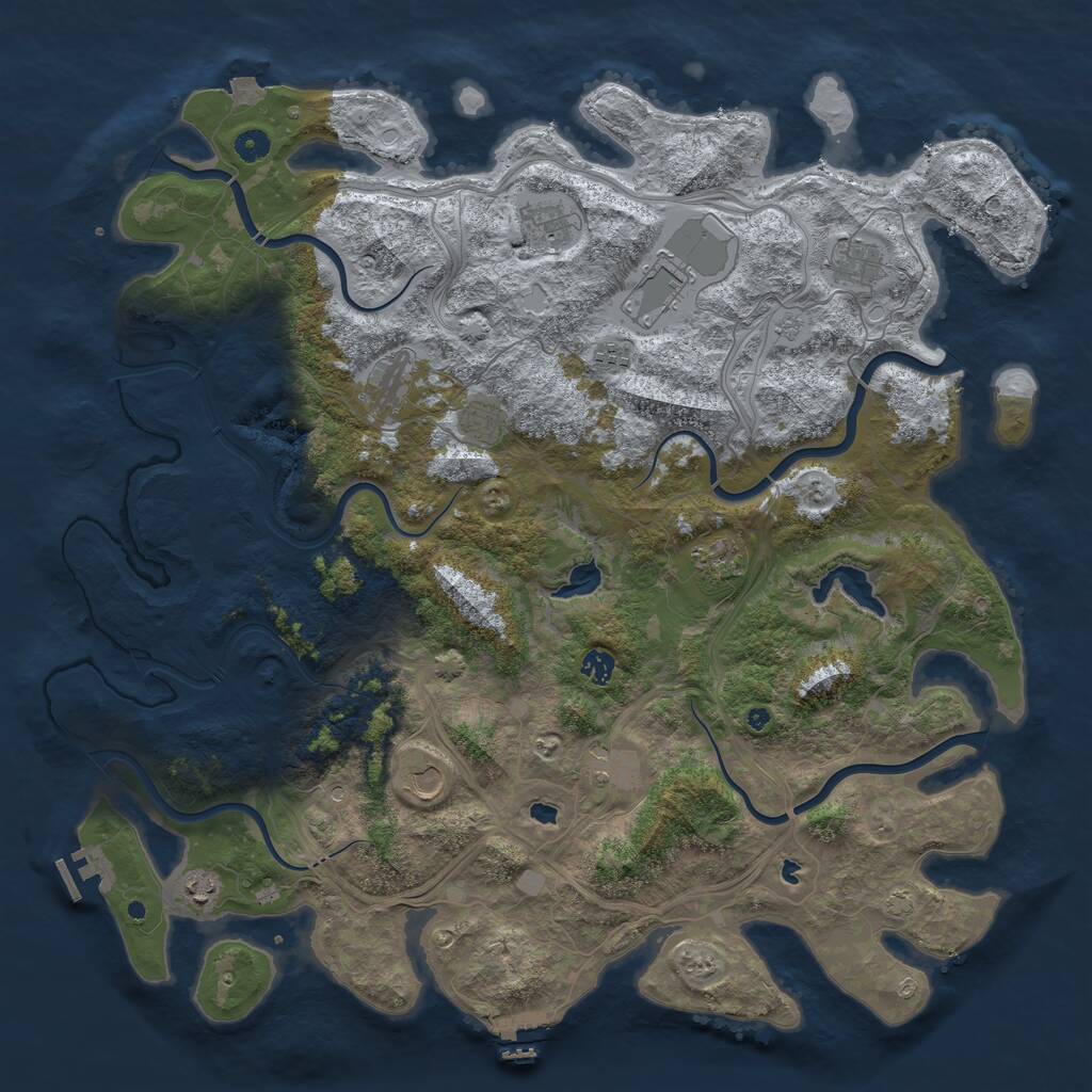 Rust Map: Procedural Map, Size: 4900, Seed: 1692275684, 17 Monuments