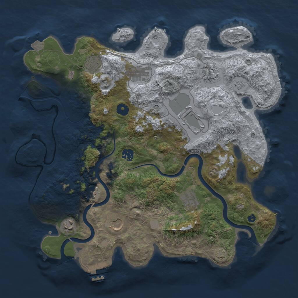 Rust Map: Procedural Map, Size: 3700, Seed: 1930836601, 14 Monuments