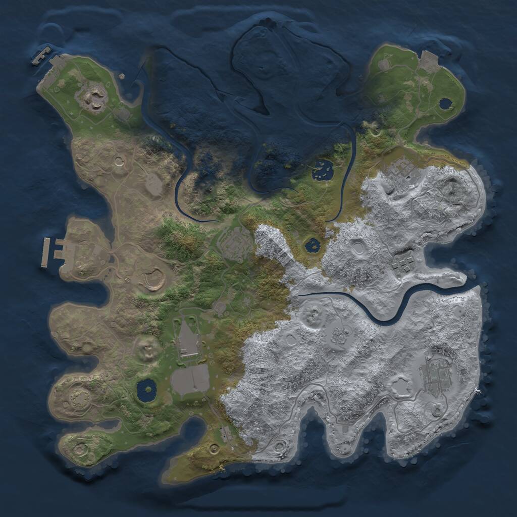 Rust Map: Procedural Map, Size: 3500, Seed: 520154805, 14 Monuments