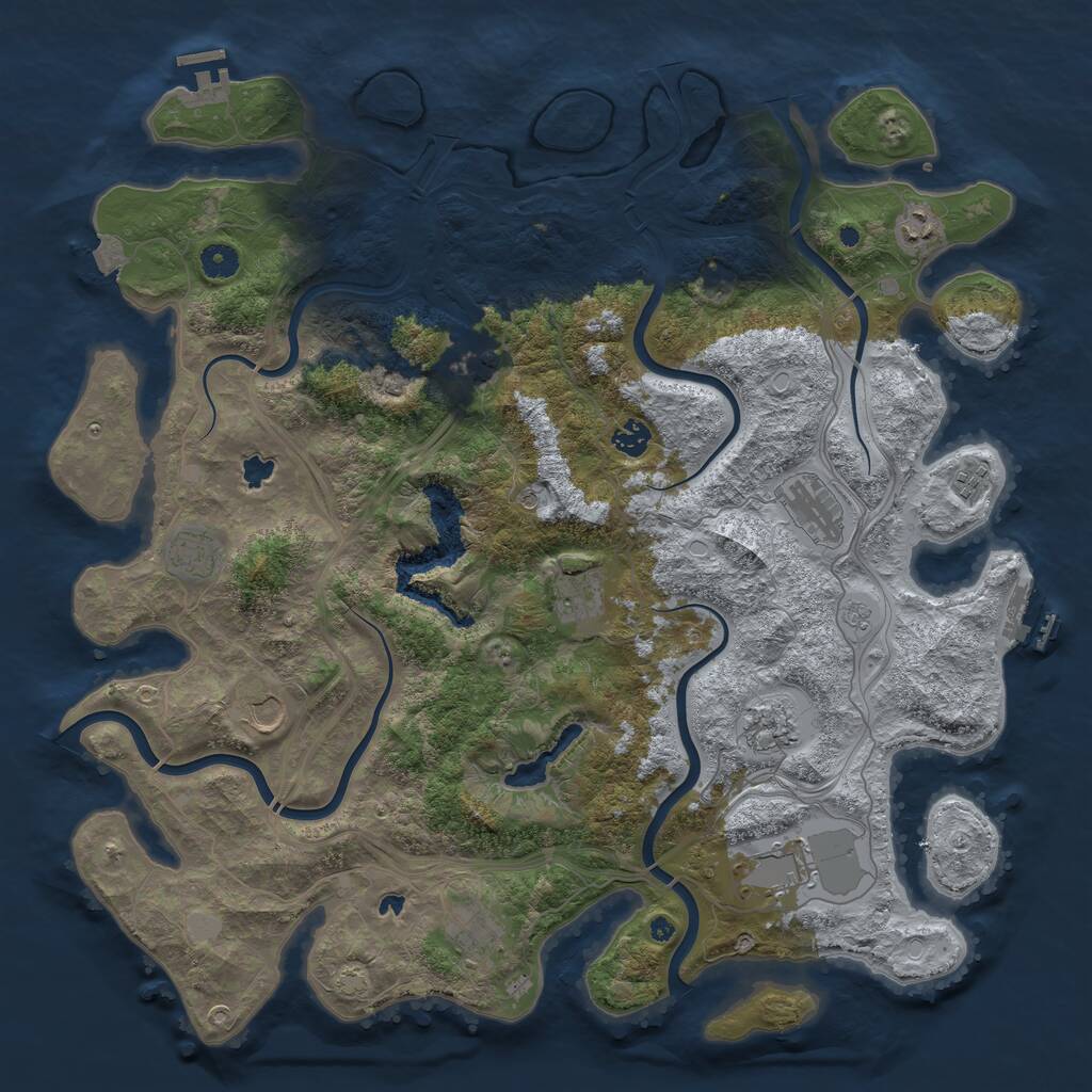 Rust Map: Procedural Map, Size: 4500, Seed: 435424861, 17 Monuments