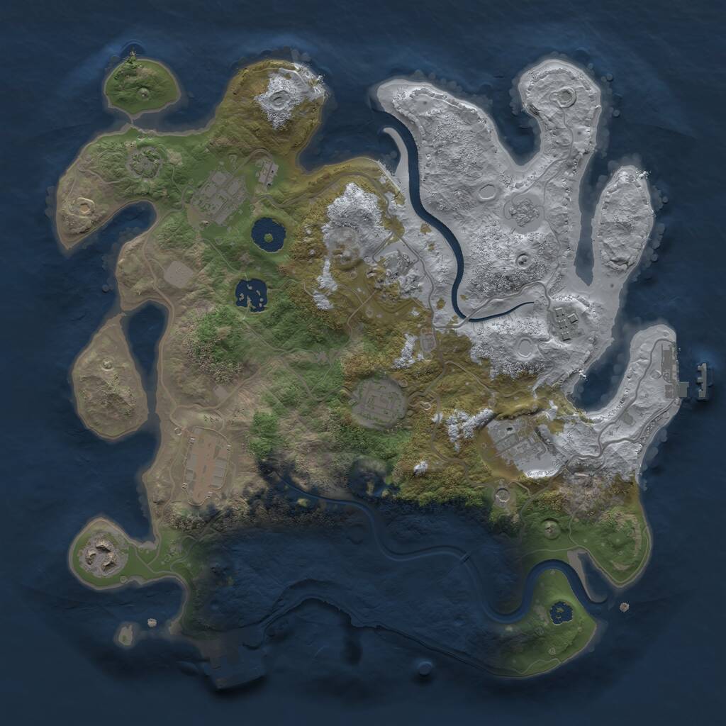 Rust Map: Procedural Map, Size: 3250, Seed: 1951098844, 14 Monuments