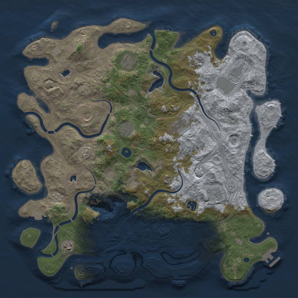 Rust Map: Procedural Map, Size: 4500, Seed: 1356191835, 16 Monuments