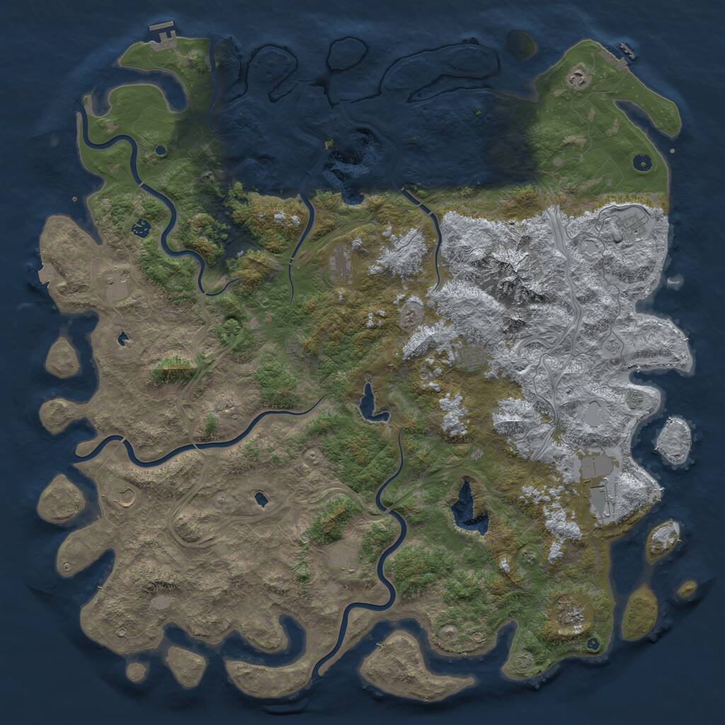 Rust Map: Procedural Map, Size: 6000, Seed: 855212051, 17 Monuments